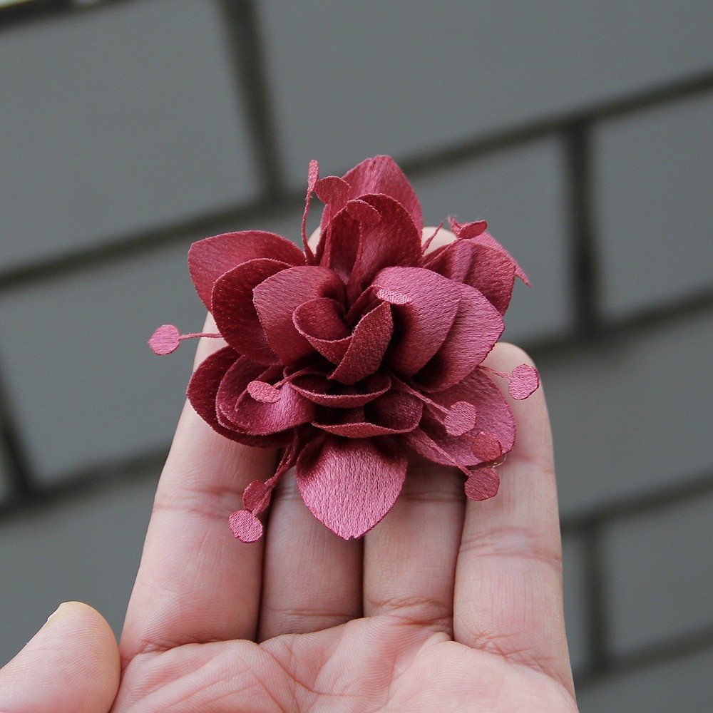 6cm Fabric 3D Chiffon Flower DIY Chiffon Artificial Flower Burnt Edge Handmade