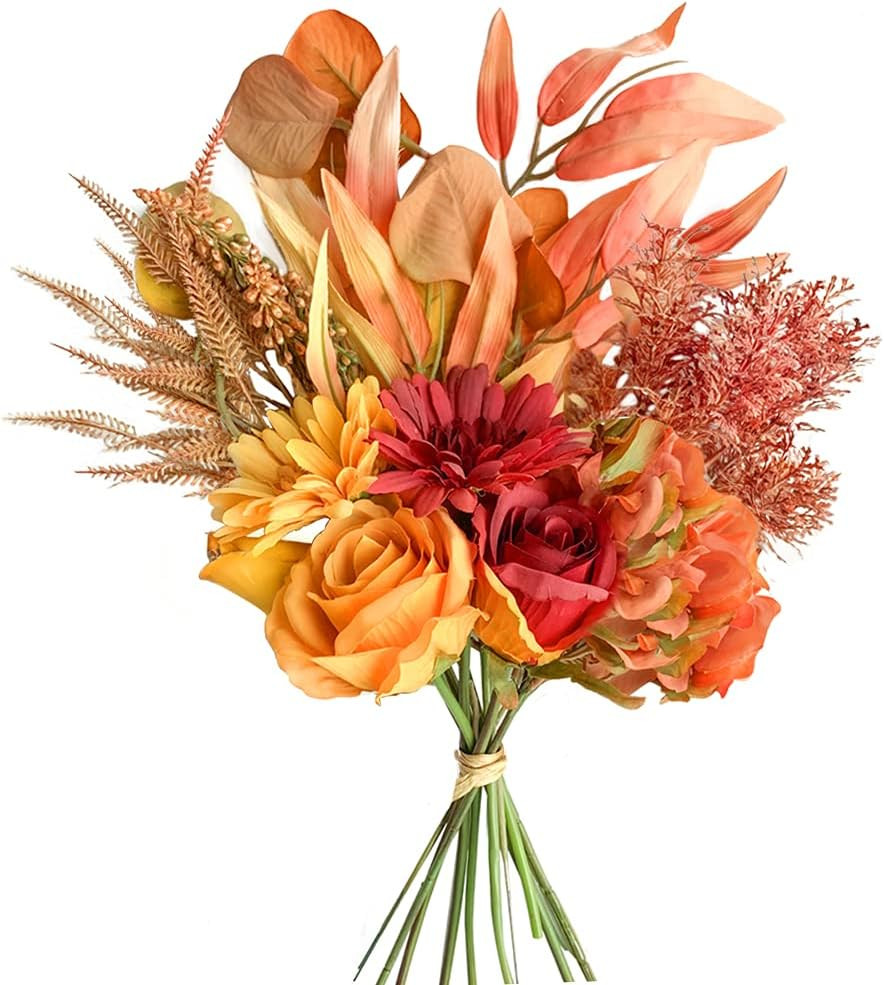 Autumn Red Silk Flower Arrangement for Wedding Bouquets Table Centerpieces Decor
