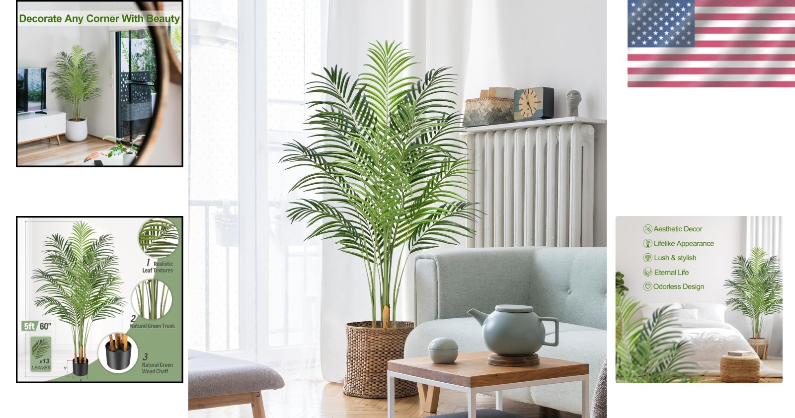 Lush 5ft Artificial Palm Tree in Pot – Perfect for Farmhouse & Modern Spaces