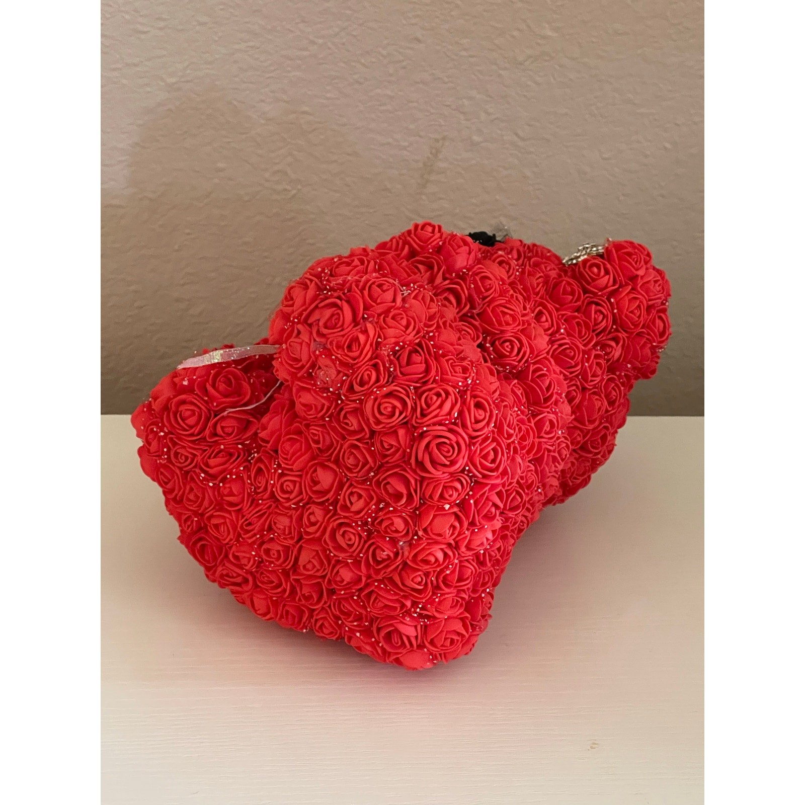 Handmade By Me Hot Red Rose Bear With Eyes