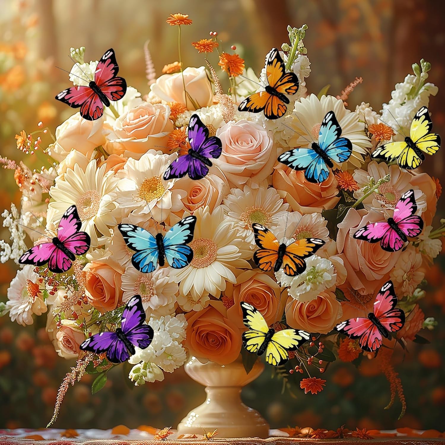 Feather Butterfly Set of 12 Clip On Artificial Butterflies for Crafts Butterf…