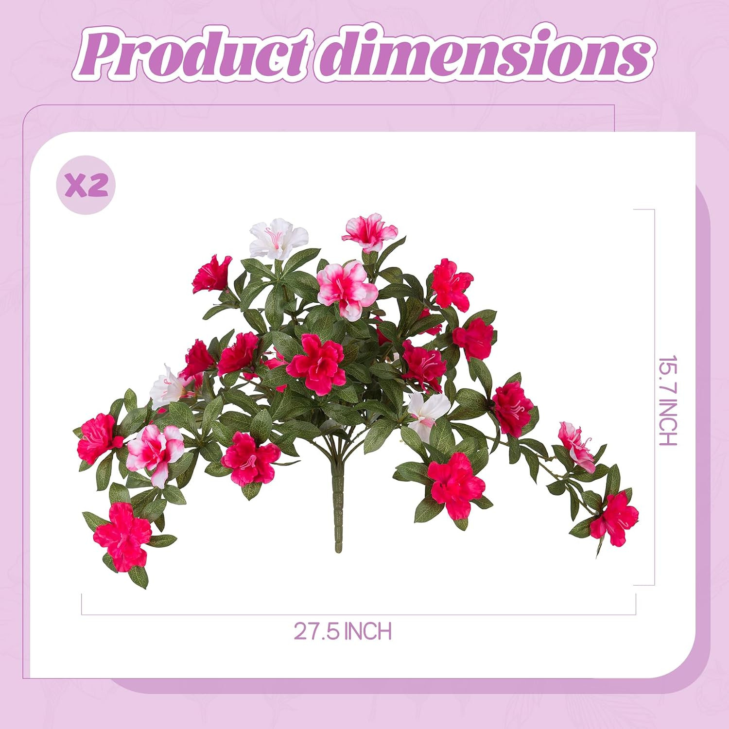 Ammyoo Artificial Fake Azalea Flowers for Outdoor Spring Decoration, Faux Silk F