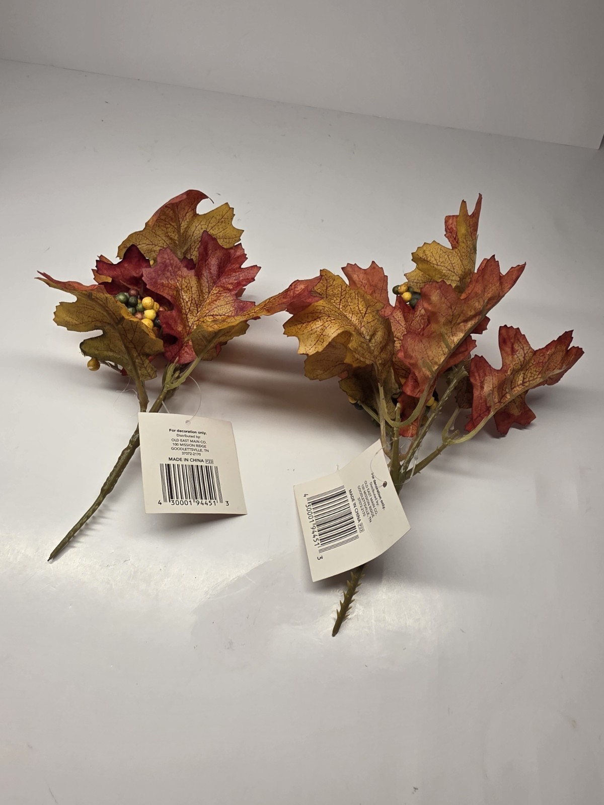 Artificial Fall Picks Orange Stems Assorted Maple Leaves Branches Berrys