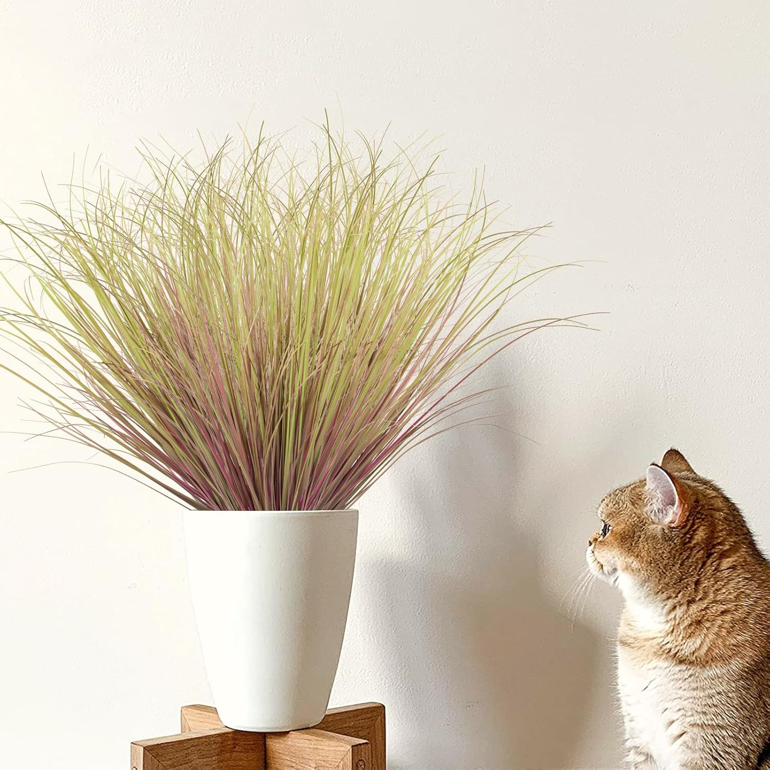24Pcs Artificial Grass Plants, Faux Shrubs Wheat Grass, Artificial Tall Grass Fa