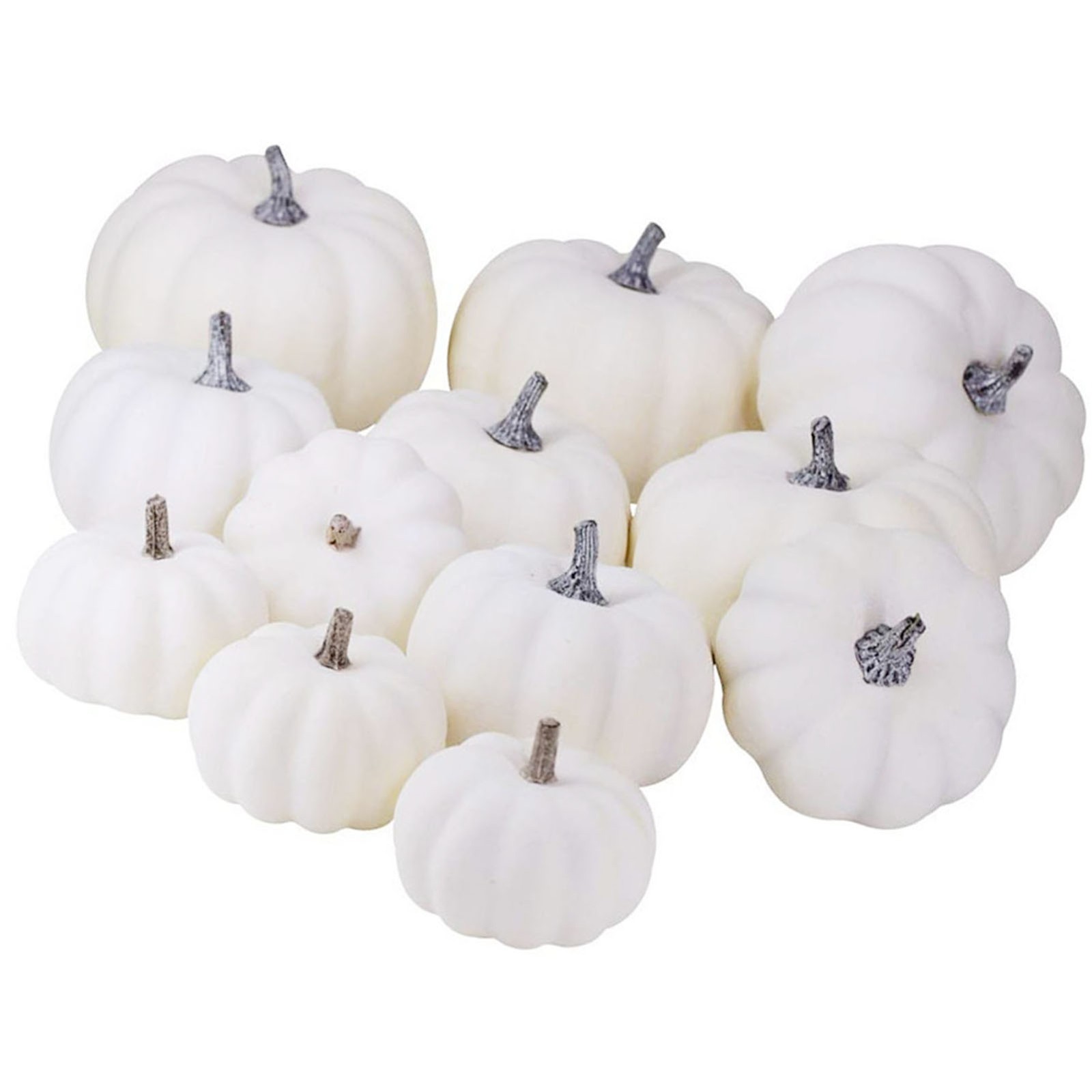 ↑12Pcs White Artificial Pumpkins Assorted Bulk Table Decor Lifelike For All