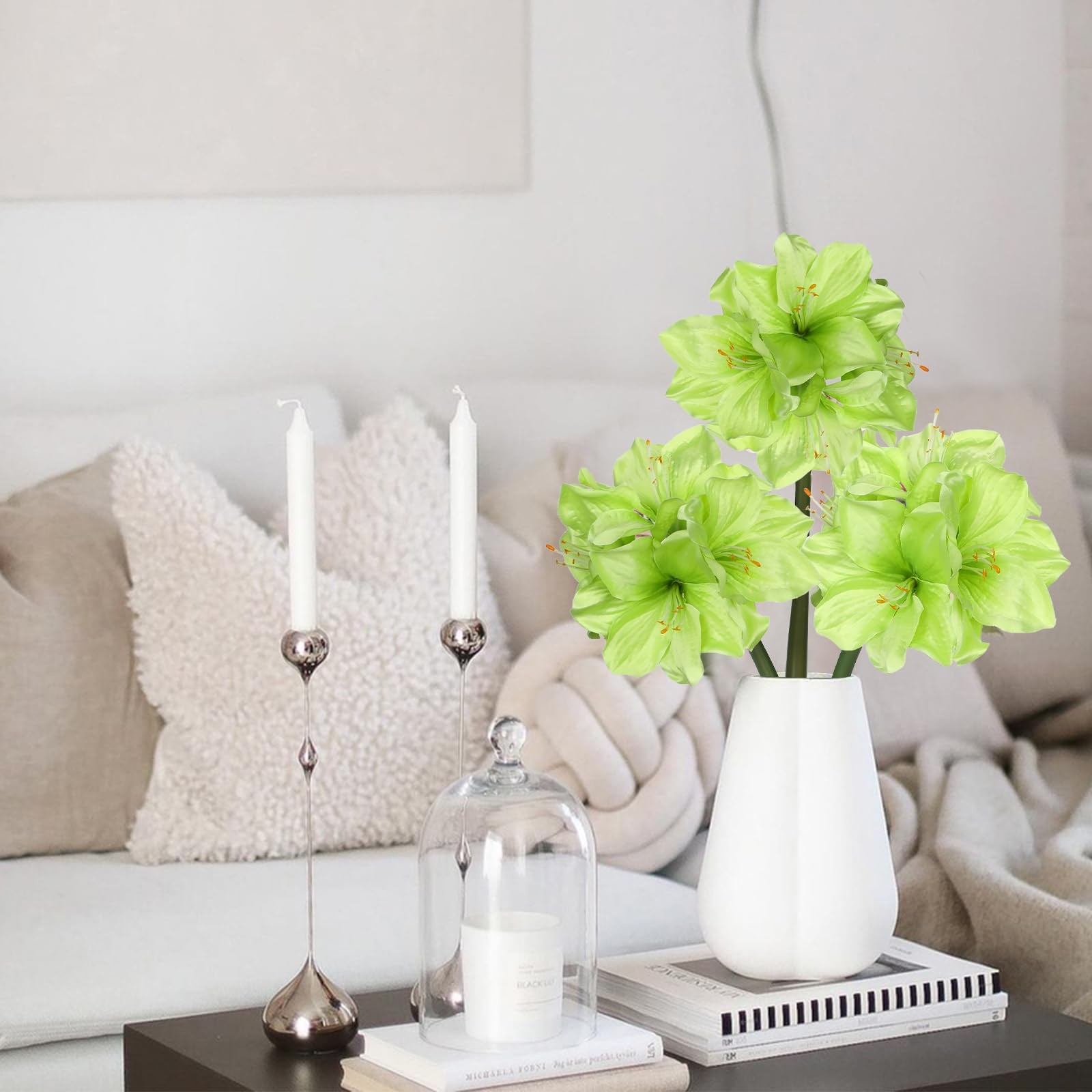 3PCS Amaryllis Artificial Flowers 17.3 Inch Faux Amaryllis Flowers Stems with…