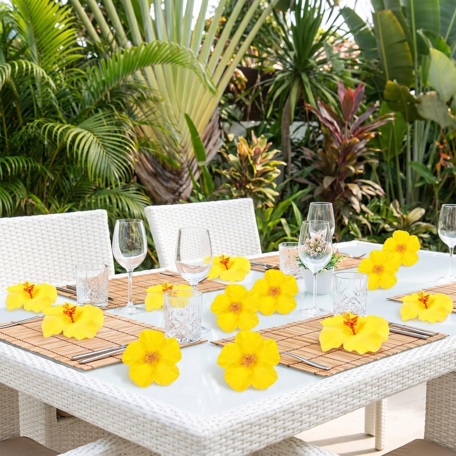 10 Pcs Artificial Hibiscus Flowers Hawaii Luau Party Decorations Tropical Dec…