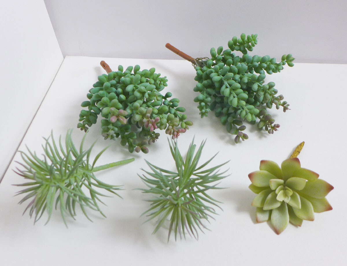 5 Pcs Artificial Plants Gray Succulents Pine Trees (#75)
