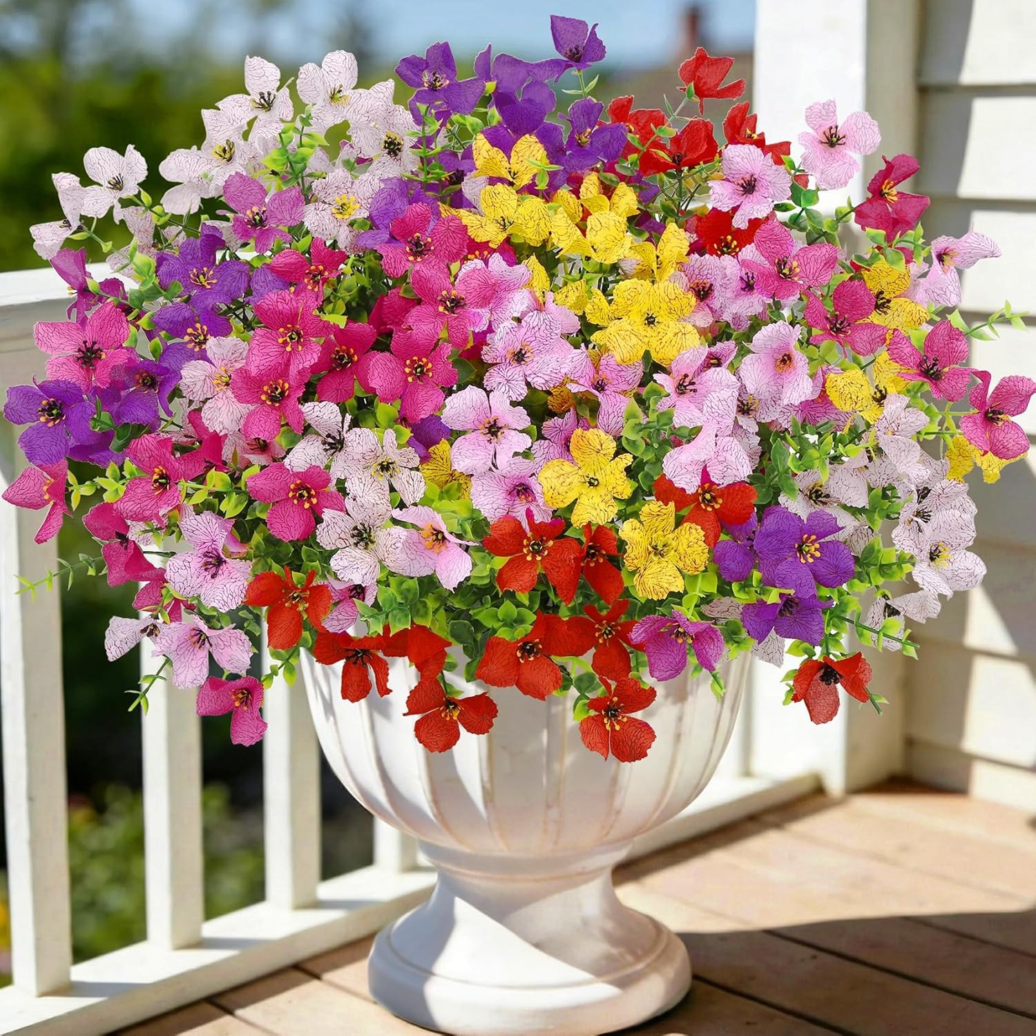 16 Pcs Artificial Flowers for Outdoors Decorations Realistic Fake Silk Flowers