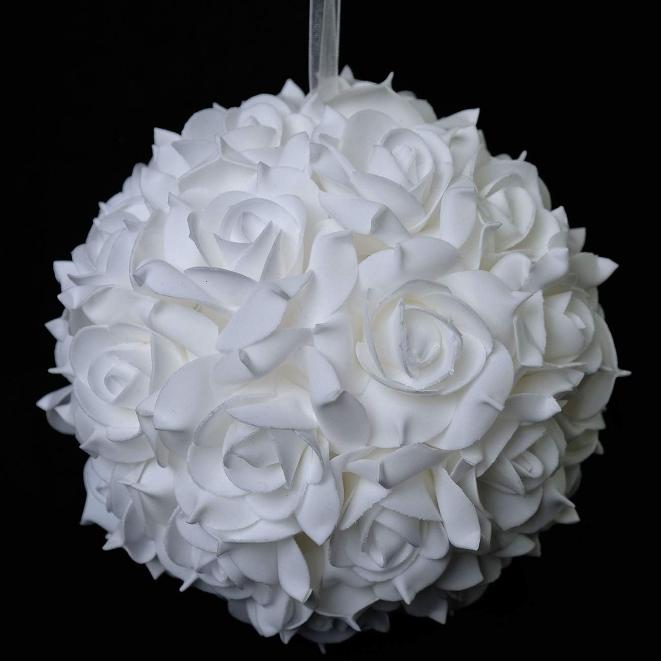 2 PCS 8 Inch White Artificial Rose Kissing Flower Ball DIY Wedding Party Decor