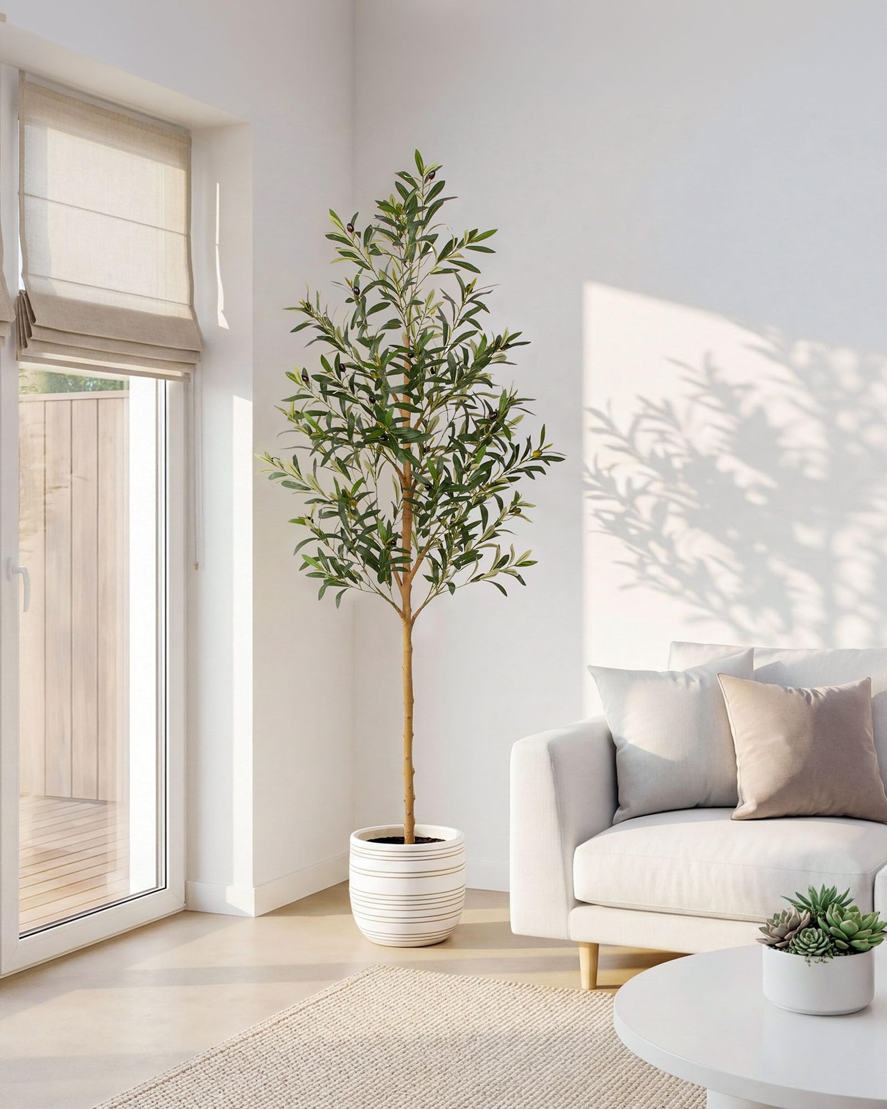 6FT Olive Trees Artificial Indoor, Tall Fake Olive Tree (72in) with Realistic…