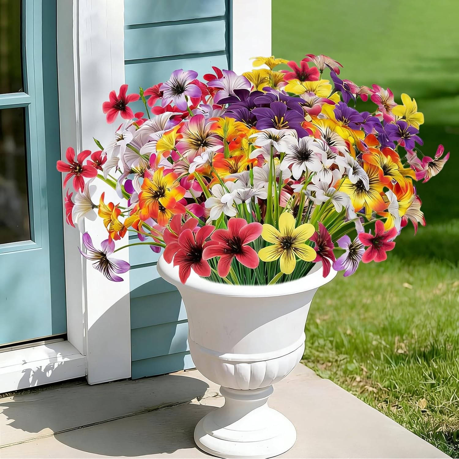 16 Pcs Artificial Flowers for Outdoors,Fake Pansy Silk Flowers, Realistic Faux