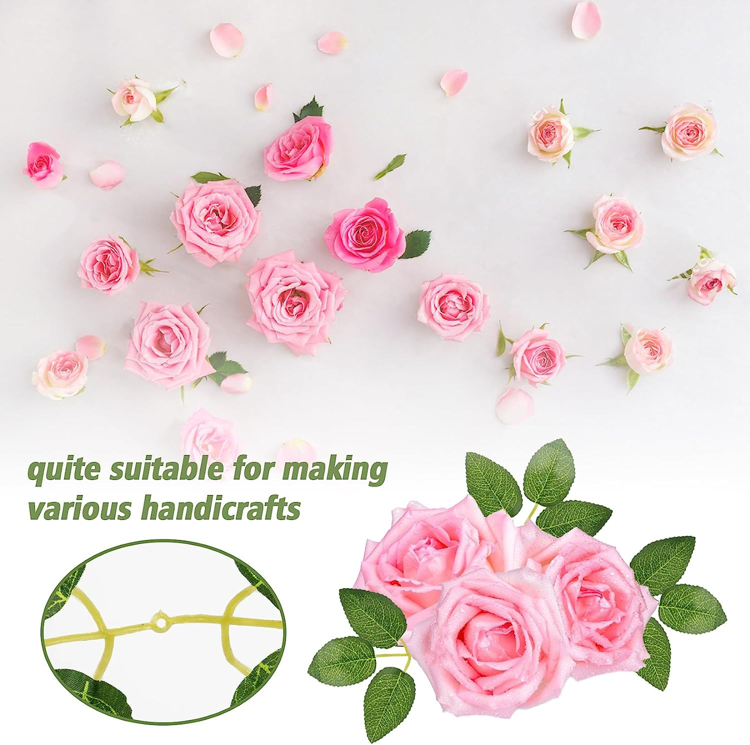 60PCS Rose Leaves Artificial – Fake Roses Leafs Green Leaves Artificial Flowers
