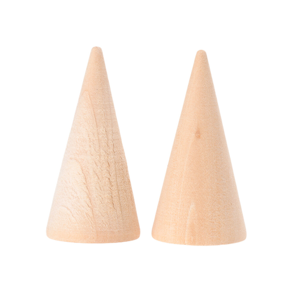 10PC DIY Cones Unpainted Wooden Geometry Ornamnet Adornment Making Accessories