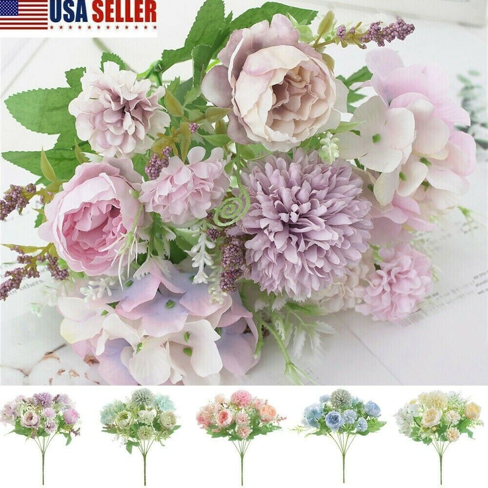 Artificial Silk Peony Flowers Bunch Bouquet Home Wedding Party Holiday Decor
