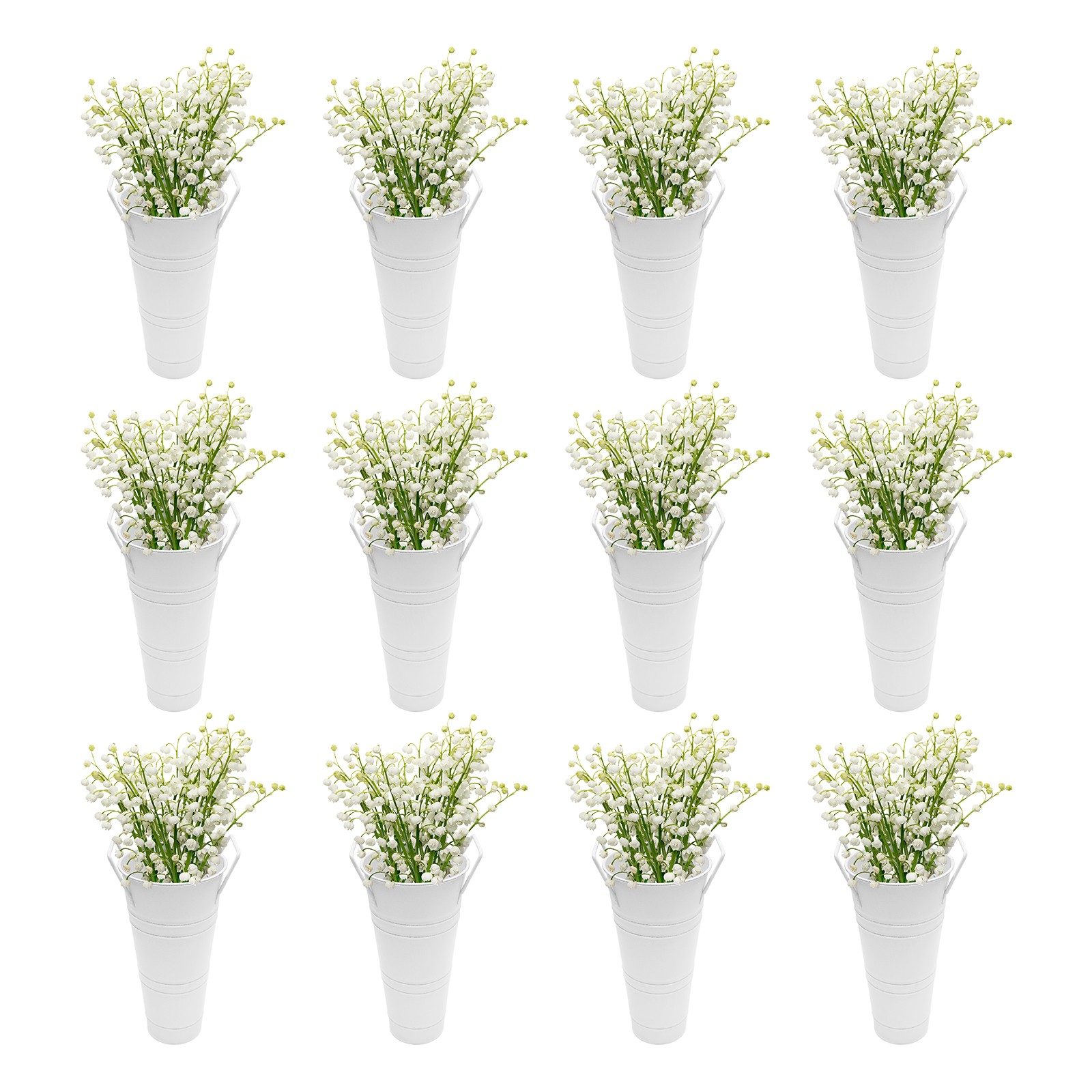 12 Pcs Flower Display Buckets White Metal Plant Pots Outdoor Garden Wedding