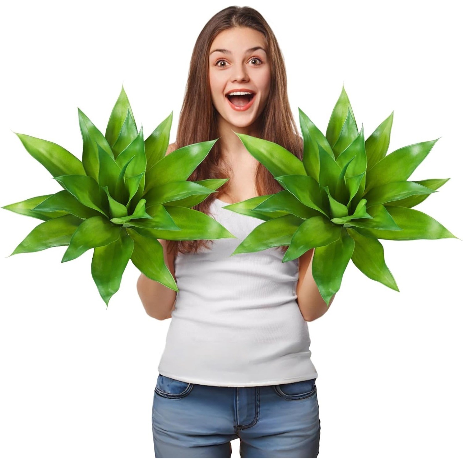 2PC 22/29 Leaves Artificial Agave Plant Set UV Resistant Realistic Fake Plant
