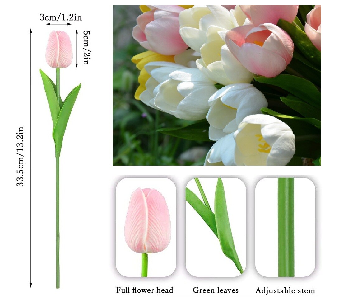 10 PACK Artificial Tulips Real Touch Bridal Home Wedding Party Festival Decor US