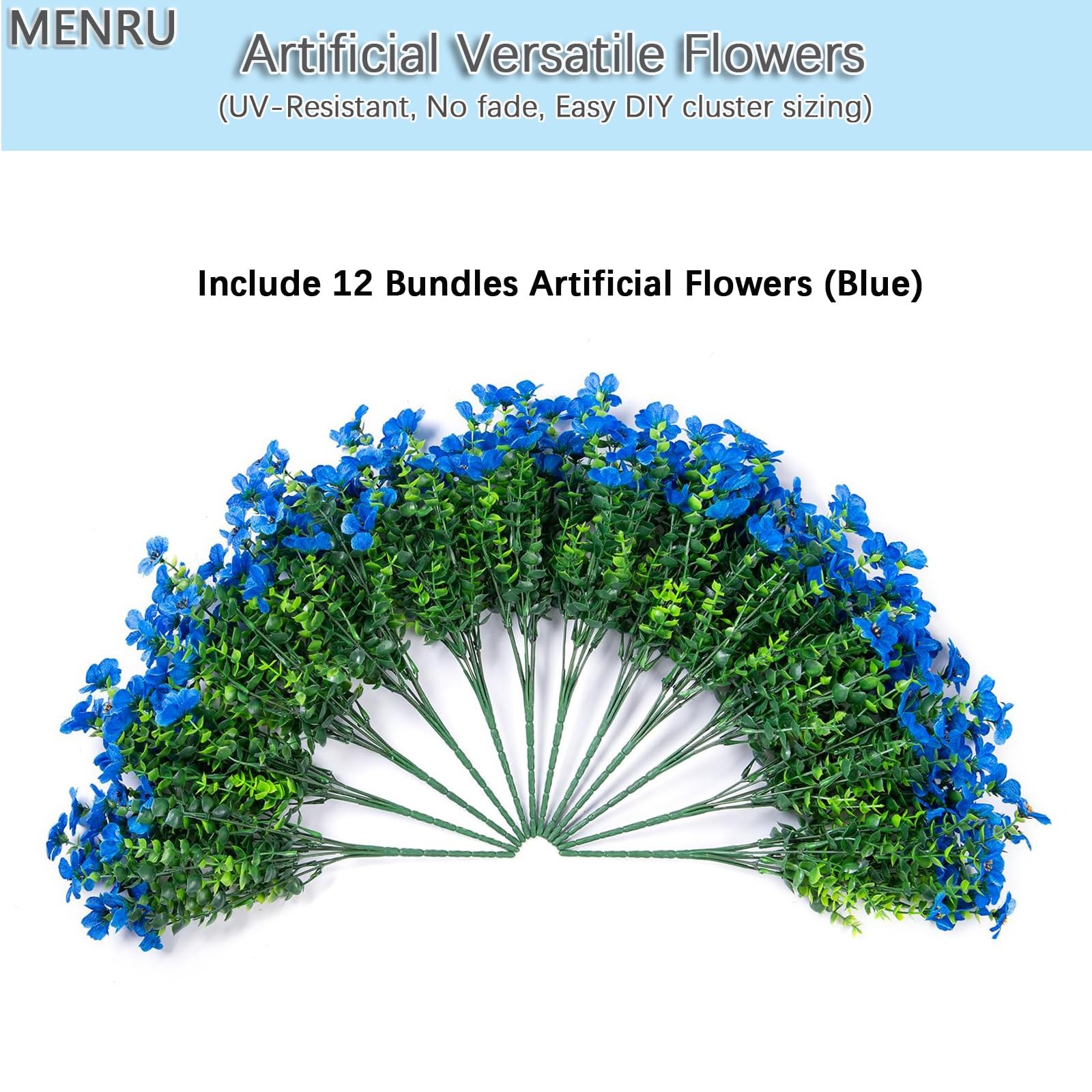 MENRU Artificial Flowers Blue