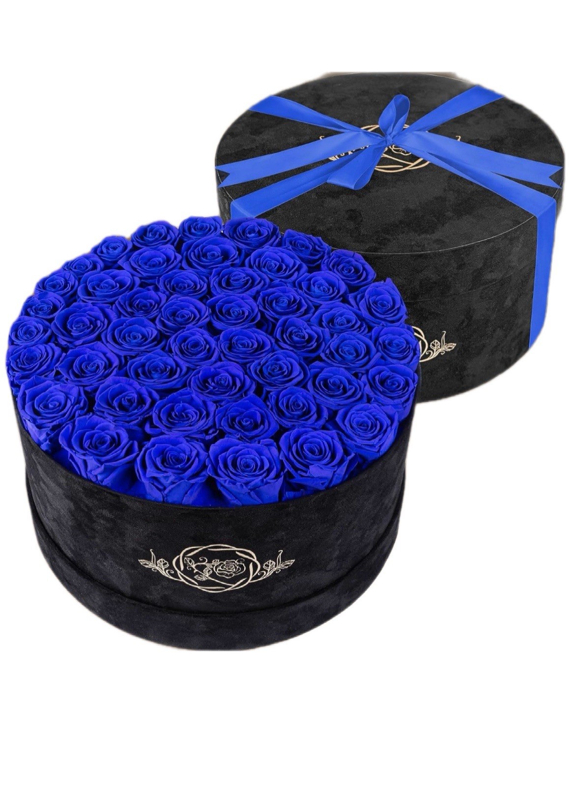 Artificial Blue Rose Arrangement Flower Box Black Mixed Materials Centerpiece