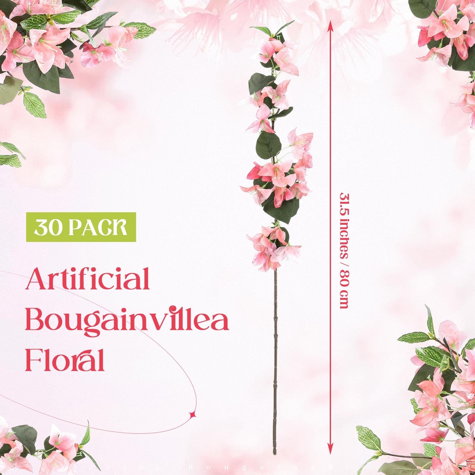 30 Pcs Artificial Faux Bougainvillea Fake Flower Silk Bougainvillea Branches …