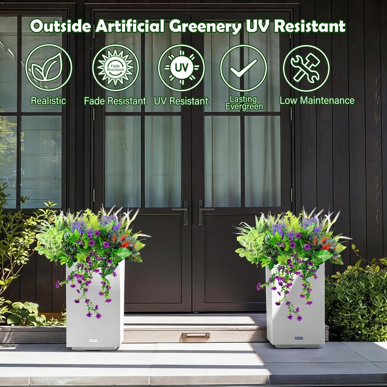 Maintenance-Free 14 Pack of Realistic Fake Plants for Pots & Window Boxes
