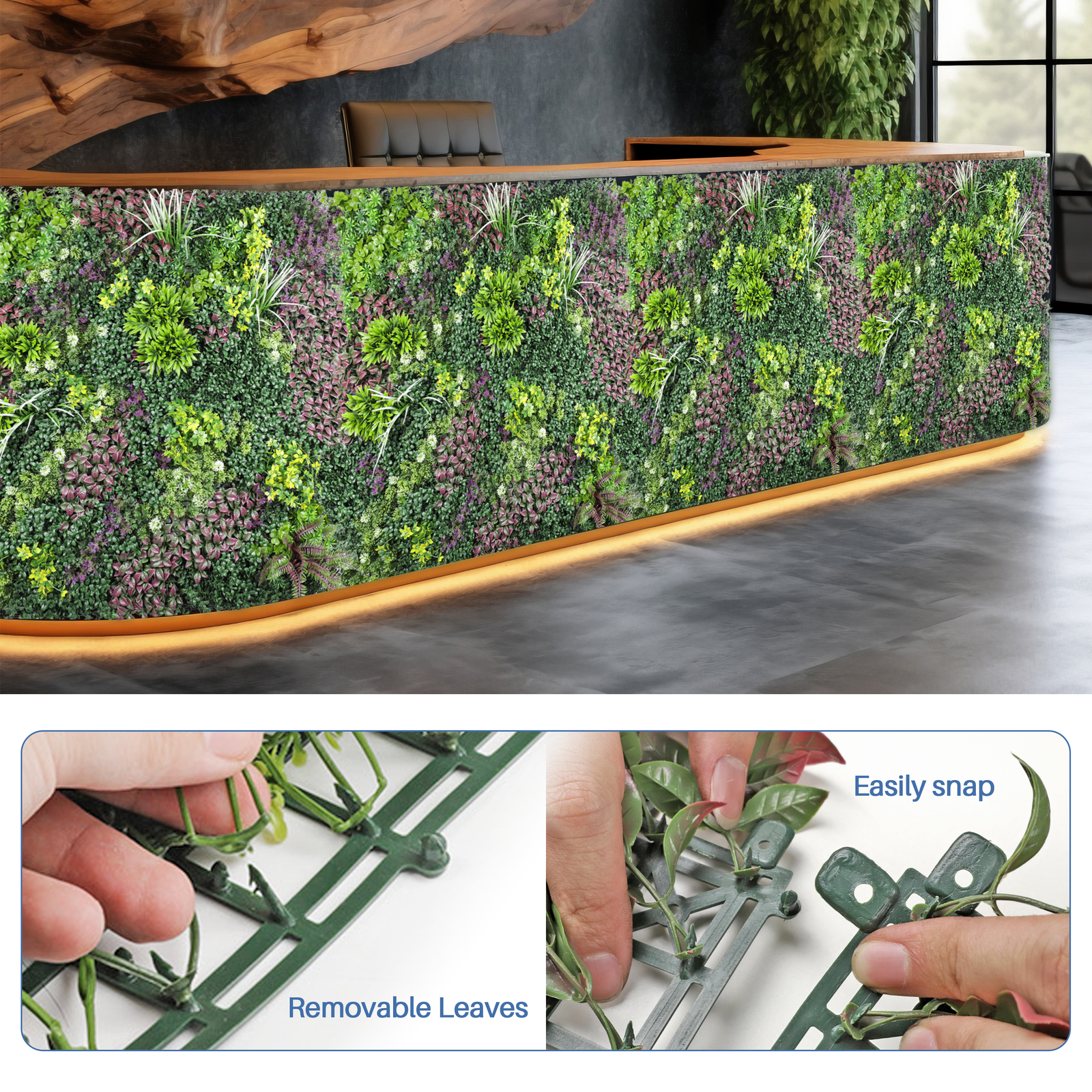 40 x 40″ Artificial Plants Mats 3D Mixed Greenery Bushes Wall Hedge Decor Panel