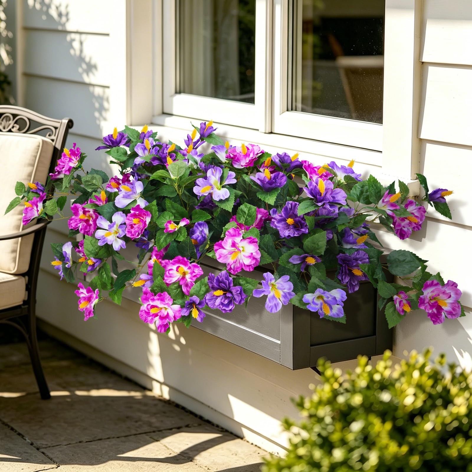 Artificial Flowers for Outdoors Indoors,2 Big Bunches Fake Hibiscus with Real…