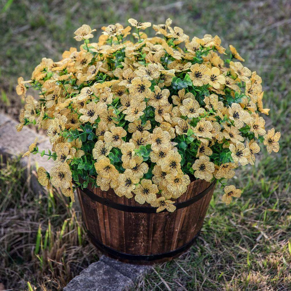 13.8 In. Bundles Yellow Artificial Faux Flowers Silk Daisy with Eucalyptus