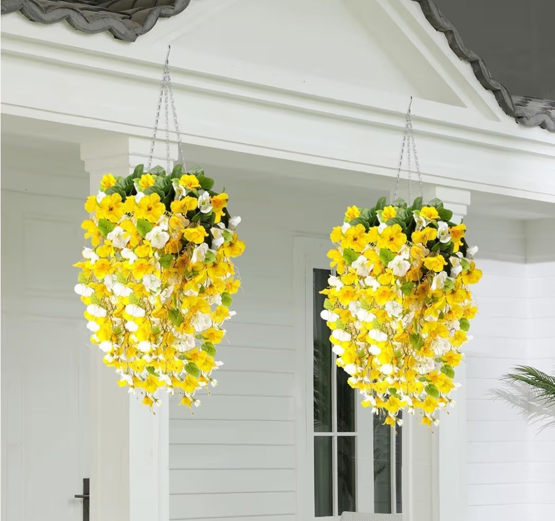 4 Pcs Artificial Hibiscus Flowers for Outdoors Spring Summer Decor Fake Hanging