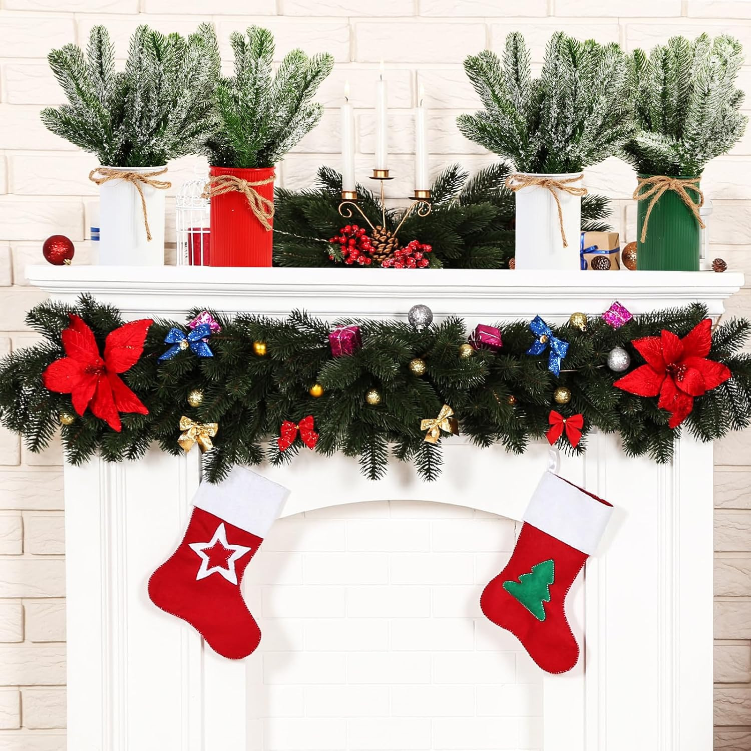 12 Set Christmas Floral Centerpieces Rustic Pine Decor for Home