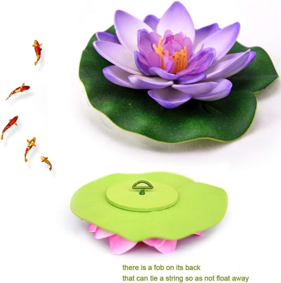 12Pcs Colorful Floating Foam Lotus Flowers & Lily Pads for Garden Decor