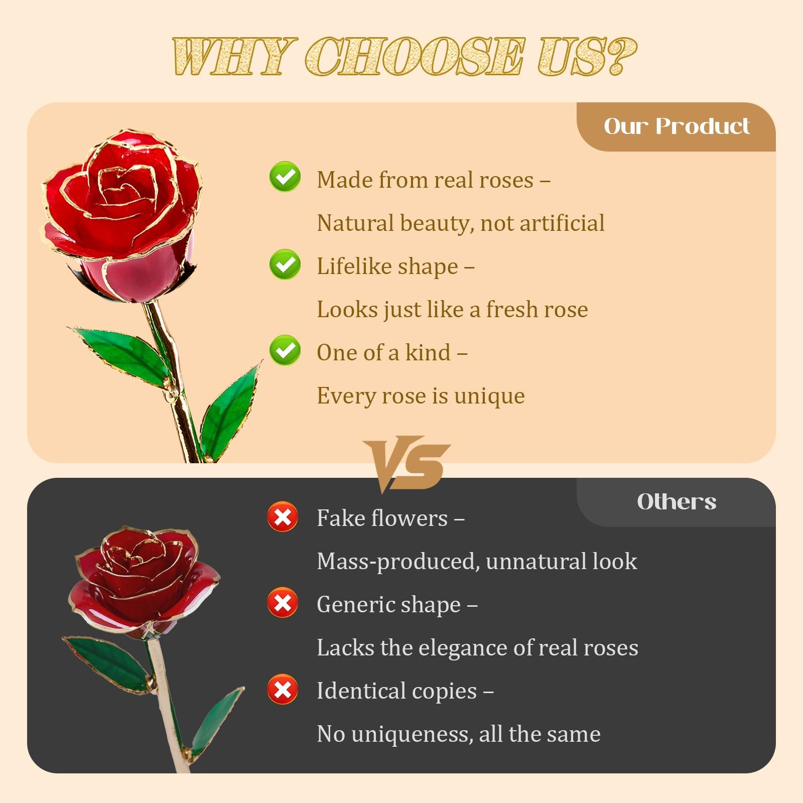 Real 24K Gold Dipped Realistic Rose – Timeless Lifelike Bloom with Heart Puzz…