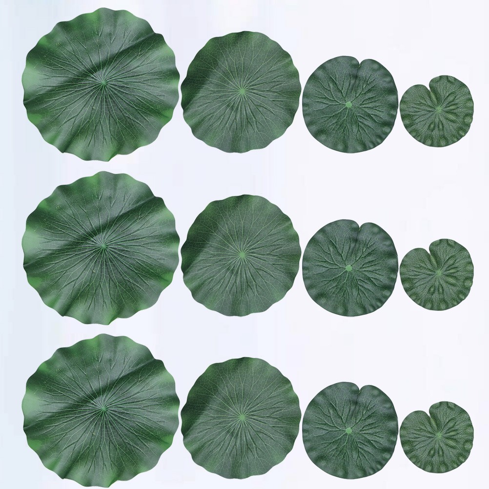 12 Pcs Artificial Lotus Leaves EVA Material for Decorative Party Fish Tank