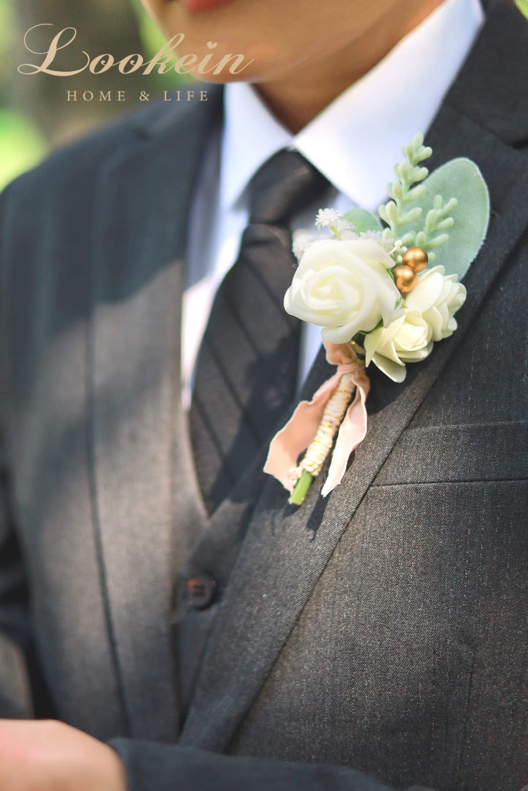 Dusty Rose Wedding Boutonniere For Men Set Of 6 Artificial Rose Boutonniere For