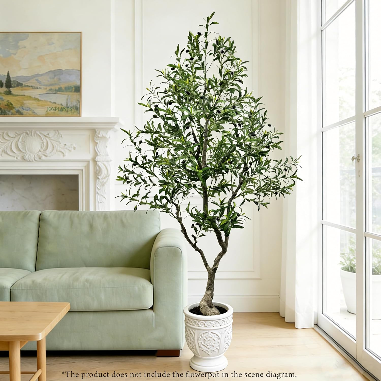 7FT Faux Olive Tree in Black Pot – UV Resistant, Realistic Indoor/Outdoor Decor