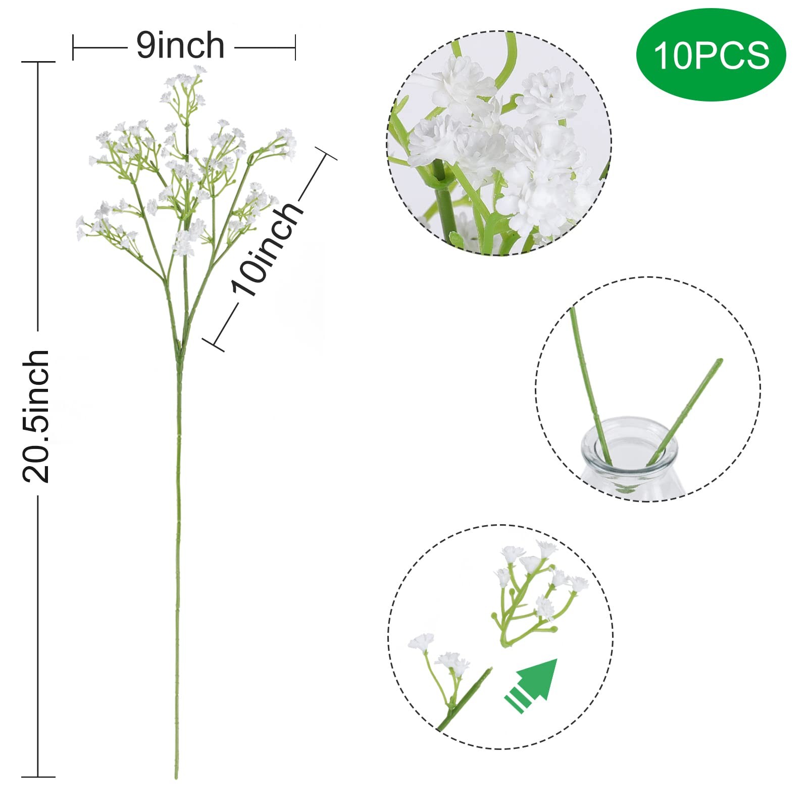 18pcs Babys Breath Artificial Flowers Fake Eucalyptus Leaves Flowers Bouquet …