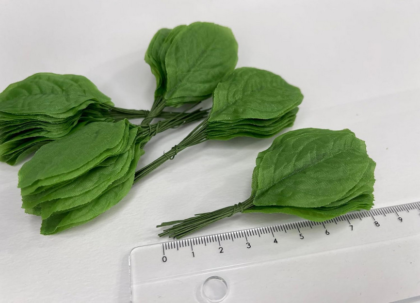Fake Leaves Jasmine Leaves Fabric Artificial Leaf with Wire Stem Clips Size#2