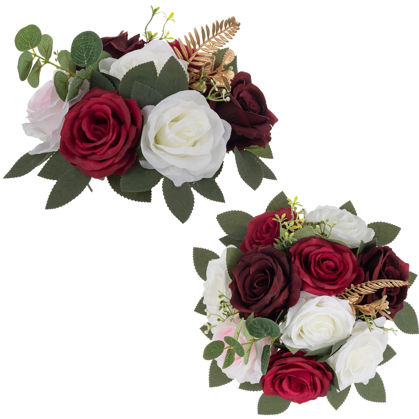 Artificial Flowers Wedding Centerpieces 2 Pcs Burgundy Rose Artificial Flower…