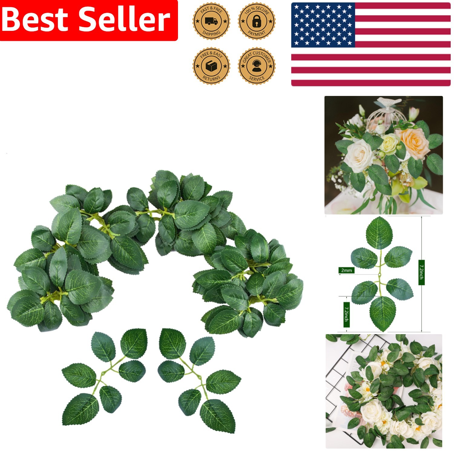 60pcs Bulk Artificial Rose Leaves Greenery Silk Fake Flowers DIY Wedding Cent…