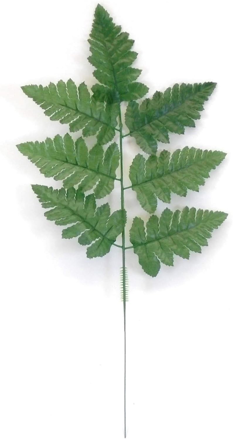 24 PCS 16 Inch Green Leather Fern Artificial Silk Leaf Plant Greenery Decor