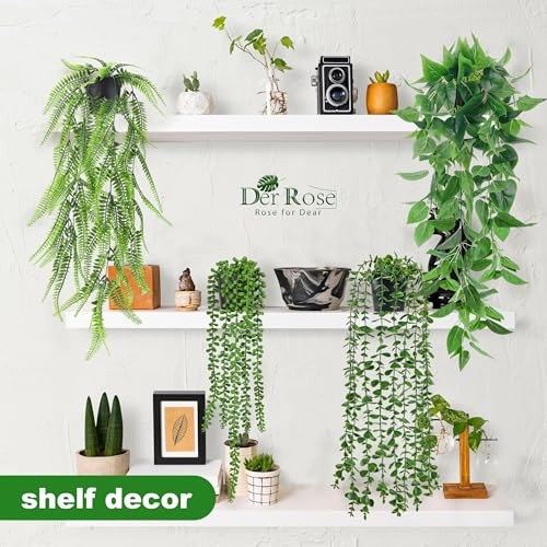 4Pcs Fake Plants Hanging Artificial Ivy Vine Faux Black Pots-4pcs Green