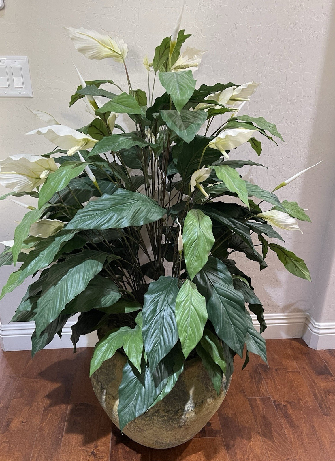 4 ft Artificial Silk Peace Lily Spathiphyllum Heavy 18″ Decorative Ceramic Pot