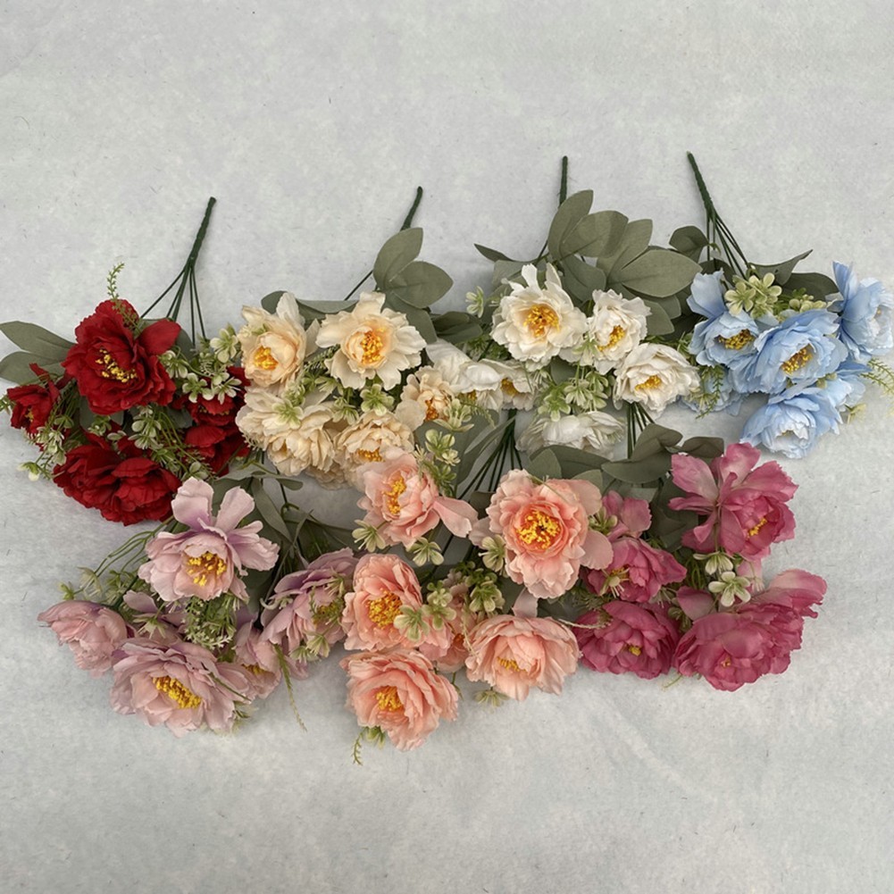 Lifelike Silk Peony Flowers for Home Decoration Vibrant Colors 35cm Height