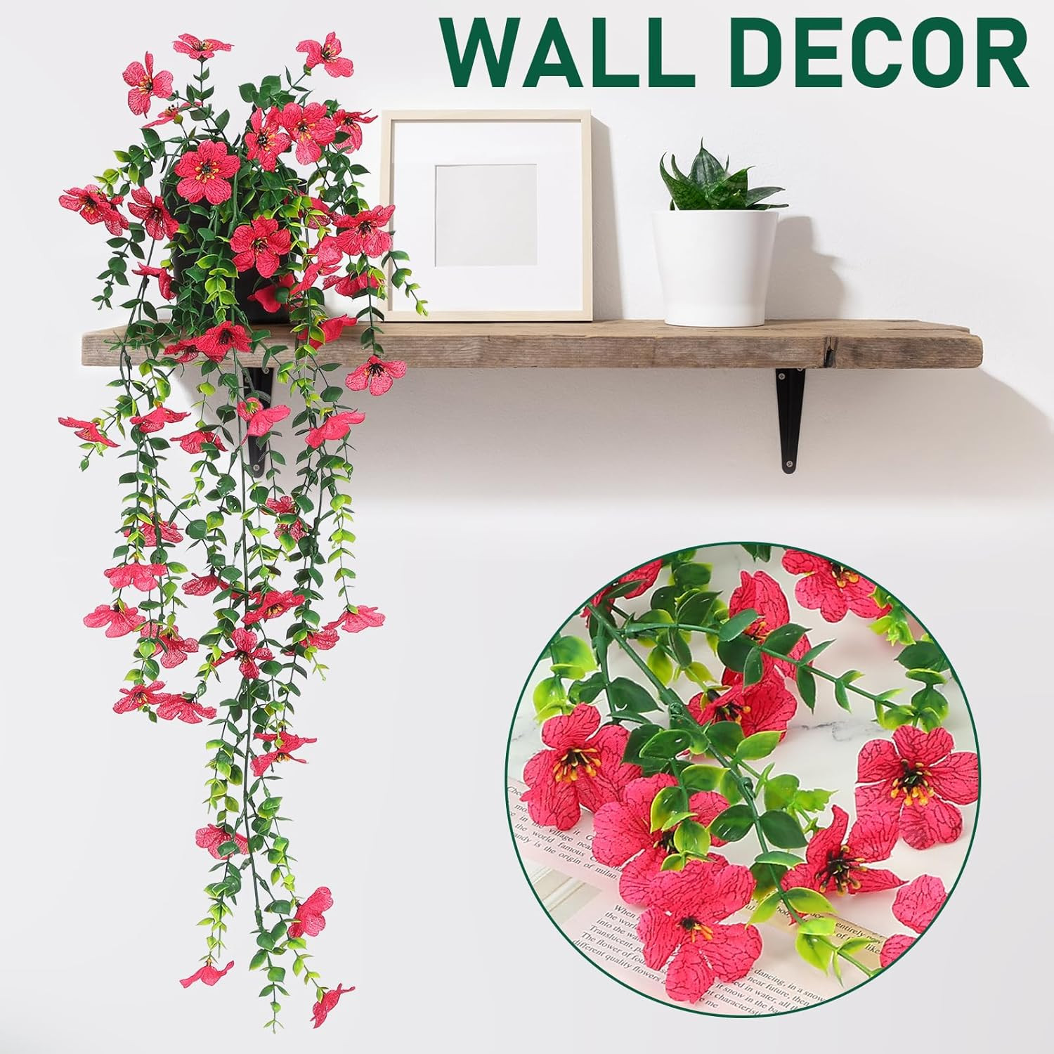 Fake Plants Hanging Artificial Potted Faux Eucalyptus Plants and Flowers for …