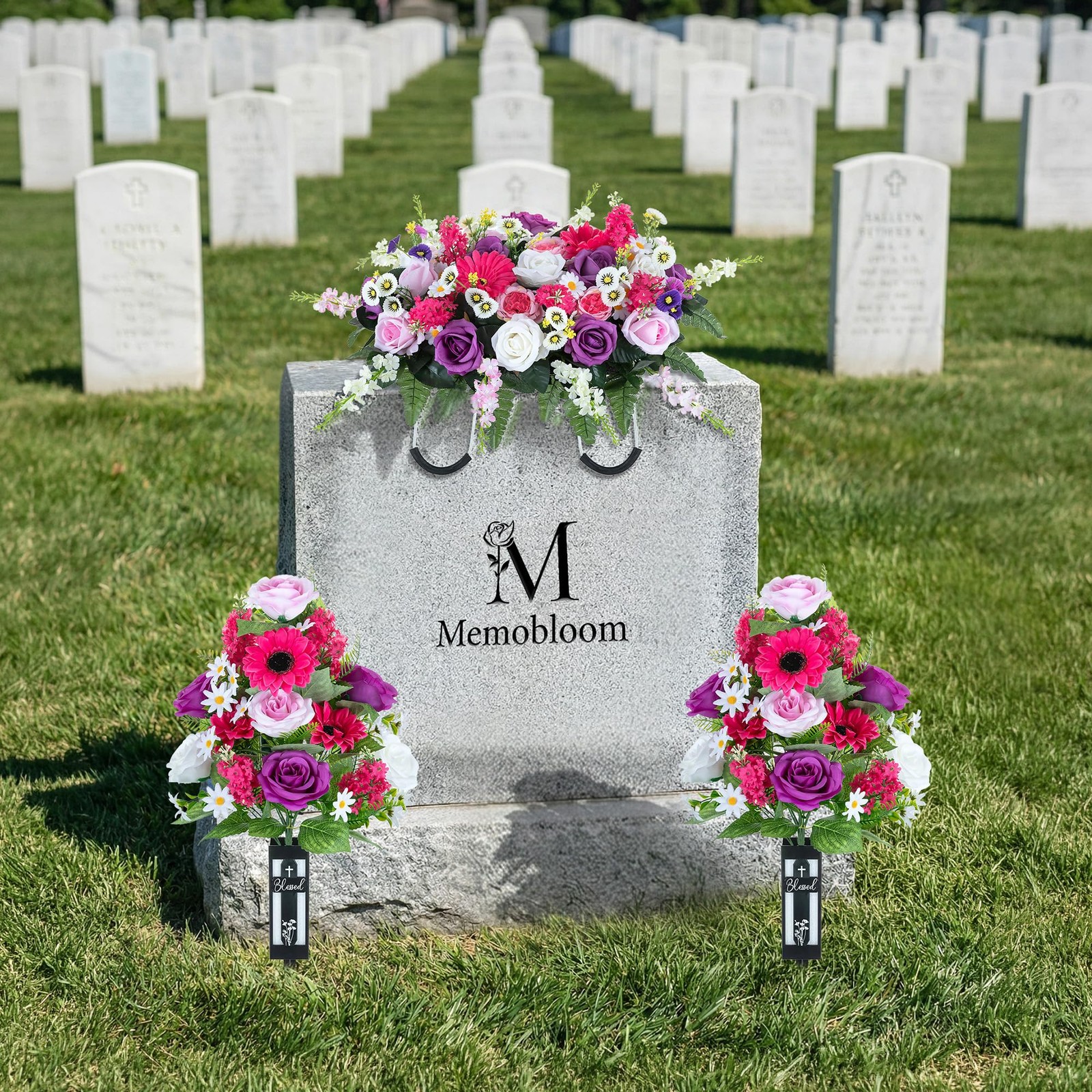 Saddle Cemetery Flowers for Grave: Memorial Flowers for Outdoor Grave Decorat…