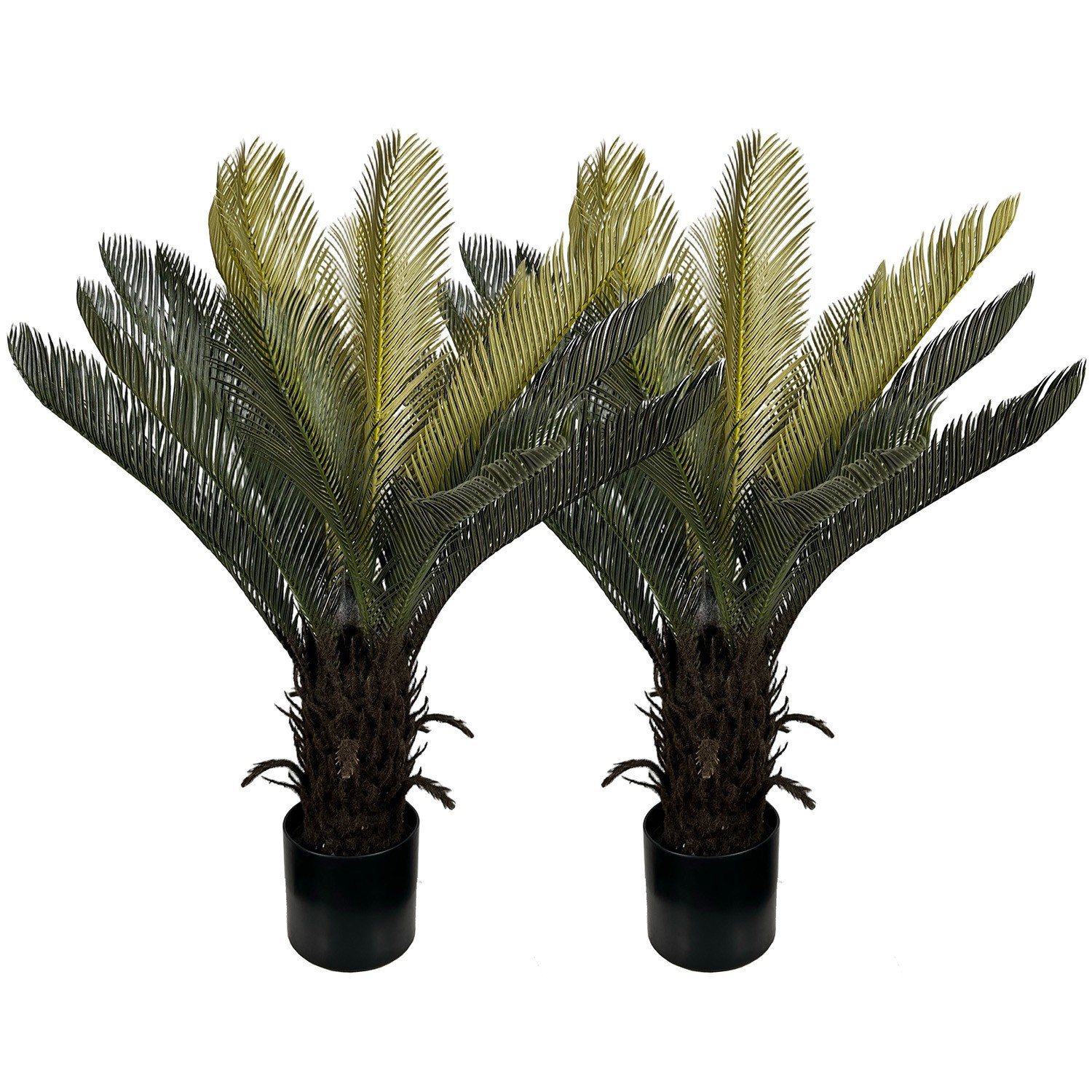 2 Pack 2.2ft Artificial Sago Palm Tree, Fake Cycad Plant for Home Garden Decor
