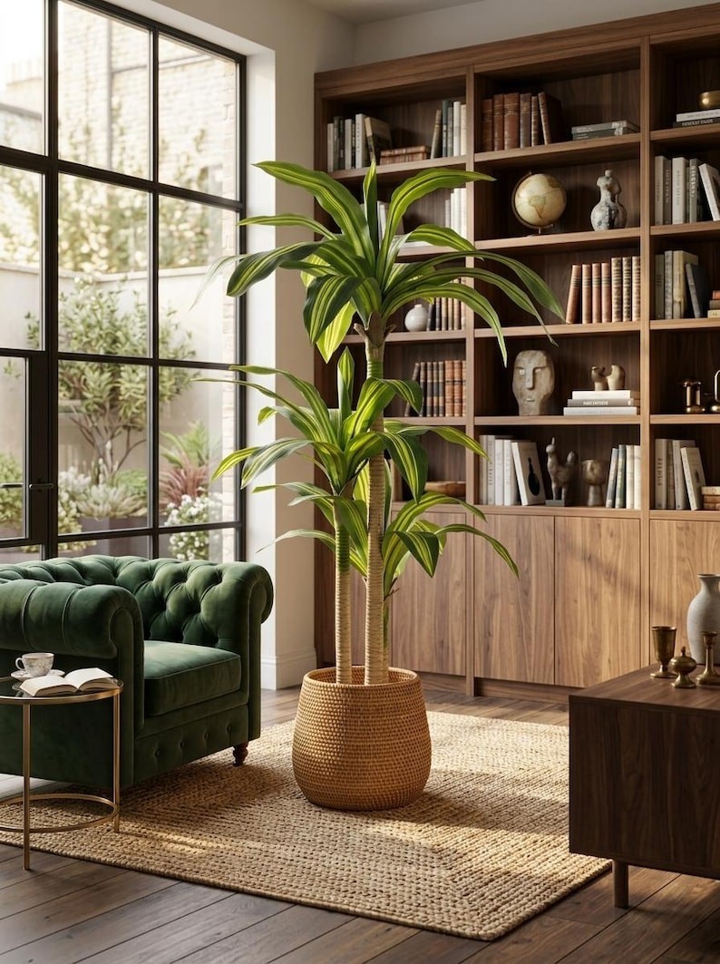 Artificial Dracaena Tree 6ft | Faux Plant Indoor | Modern Home Office Decor