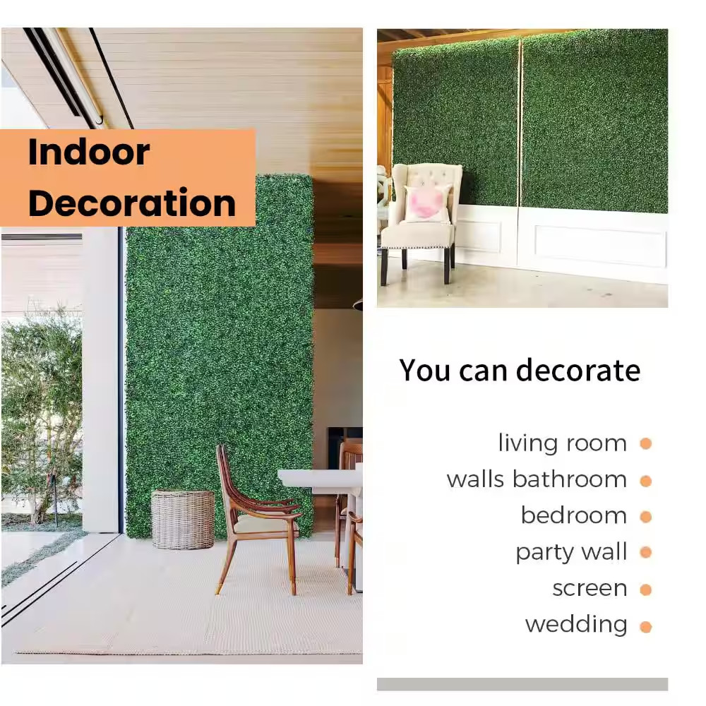 12- Piece 20 In. X 20 In. Artificial Boxwood Panels, Grass Wall Faux Boxwood Hed