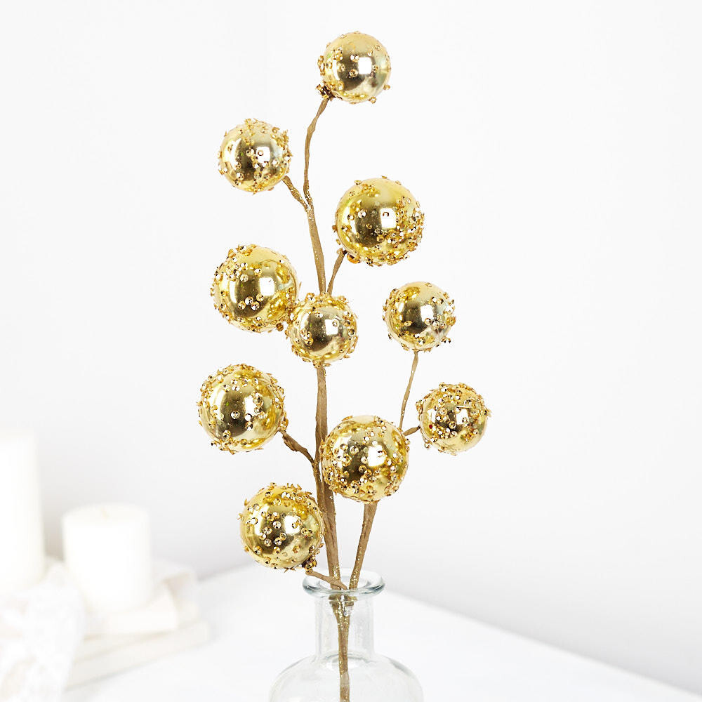 Set of 2 Artificial Iced Gold Ornaments Decorative 27″ Sprays
